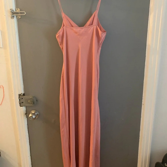 Zara Pink Maxi Dress with Slit satin effect - Picture 6 of 6